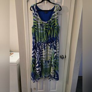 Sleeveless Blue & Green Patterned Sundress
